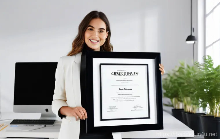 광고디자인 자격증 해외 취득 방법 - **Prompt:** A confident, Italian female designer in her late 20s, with a warm smile, stands in a bri...