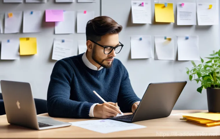 광고디자인 프로젝트 피드백 받는 법 - **Prompt:** A close-up shot of a design team in a dynamic feedback session. A male senior designer, ...
