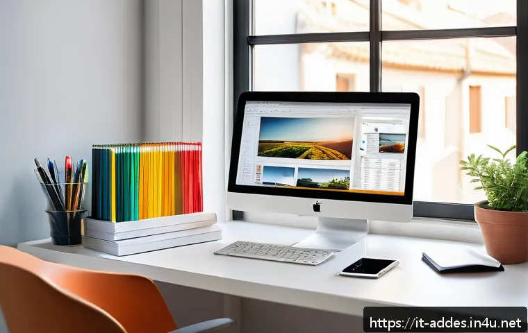 광고디자인 자격증 취득 전후 해야 할 일 - A modern, bright home office setup tailored for a graphic designer preparing for a certification exa...