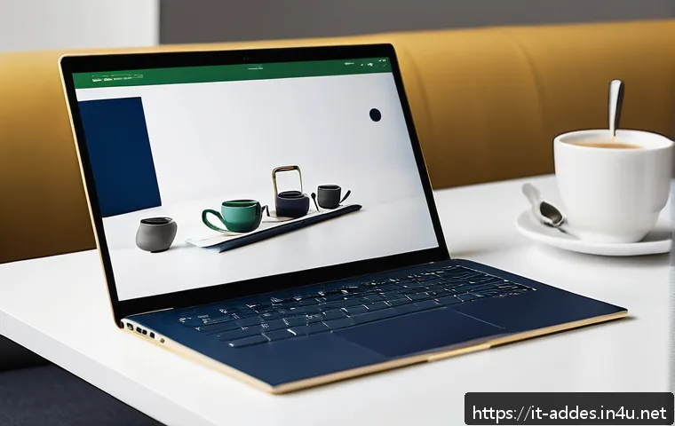 광고디자인 포트폴리오의 중요성 - A modern, sleek advertising portfolio layout displayed on a high-resolution laptop screen in a brigh...